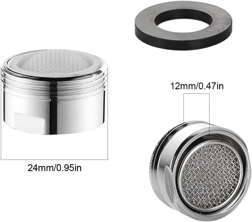 Aeratoriai maišytuvams, maišytuvo sietelis, maišytuvo priedas 24 mm išorinis sriegis, nerūdijančio plieno vandens filtro maišytuvo aeratorius, purslams atsparūs antgaliai, 4 vnt.