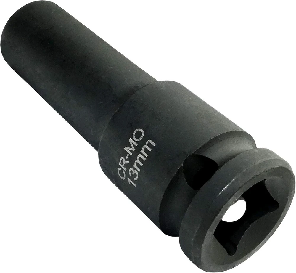 Aerzetix - C45227 - smūginis galvutė - prailginta/ilga - 1/2 x 13 mm - smūginiam veržliarakčiui/rankinei terkšlei/pneumatiniam - cilindrinis korpusas - šešiakampė/6 šešiakampė galvutė - pagaminta iš Cr-mo plieno - juoda