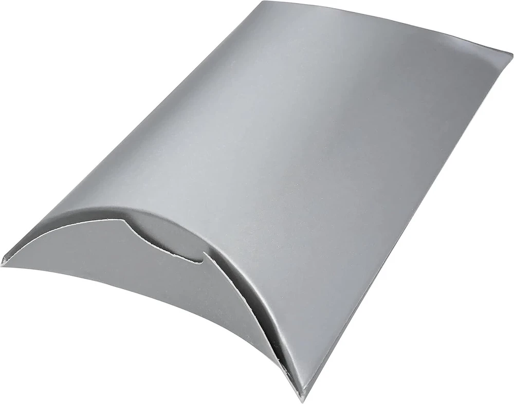 Aerzetix - C54007 - 10 dovanų dėžučių rinkinys pagalvės formos / papuošalams / gimtadieniui / kosmetikai / saldainiams vestuvėms 90 x 71 x 24 mm - pagamintos iš popieriaus / kartono - sidabro spalvos