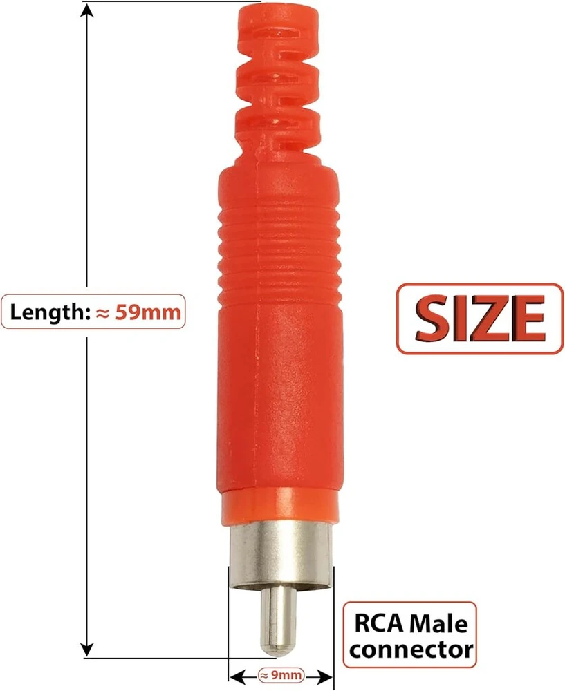 Aerzetix C68989 - 10 tiesių Rca jungčių/jungčių su kabelio apsauga rinkinys - litavimas - raudona spalva - koaksialiniai muzikos Rca signalai