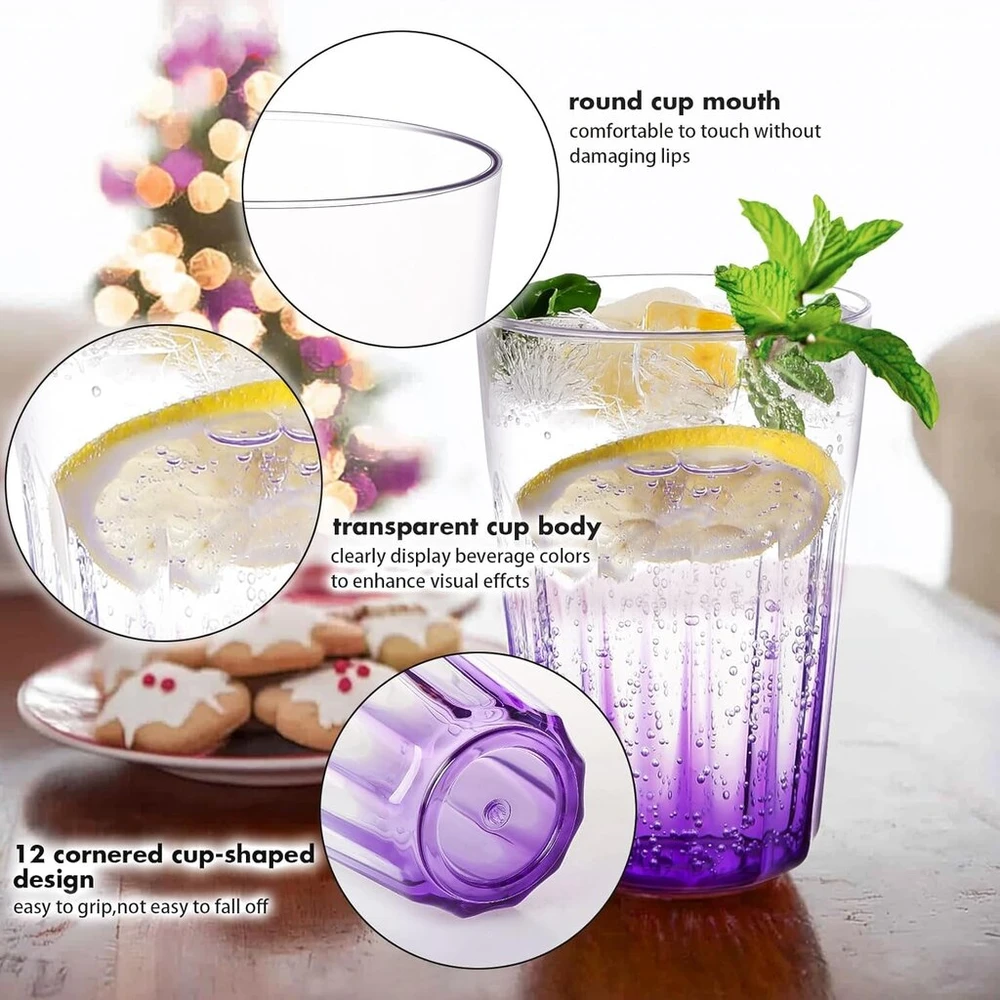 Affek Design 12 vnt. 350 ml daugkartinių puodelių, atsparių dūžiams, violetinės spalvos