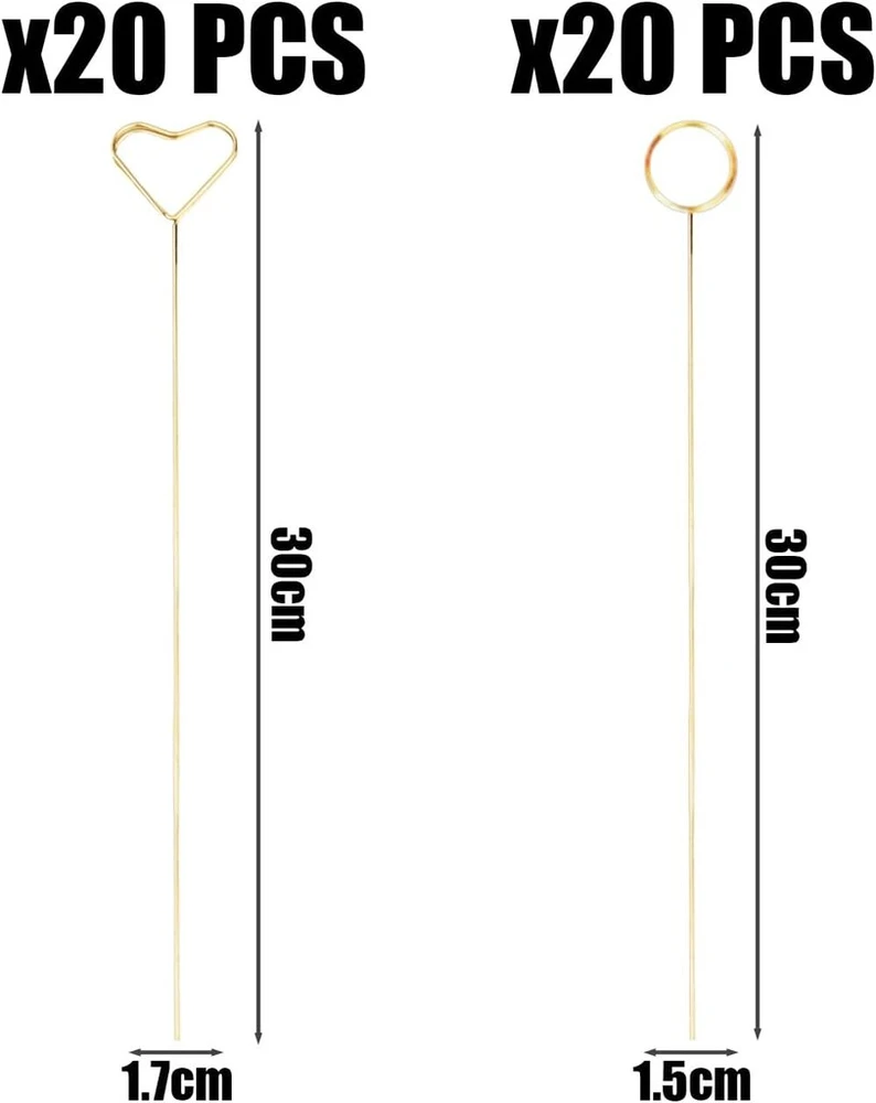 Affek Design 40 vnt. Gėlių kortelių laikikliai (širdelė, apvalūs)