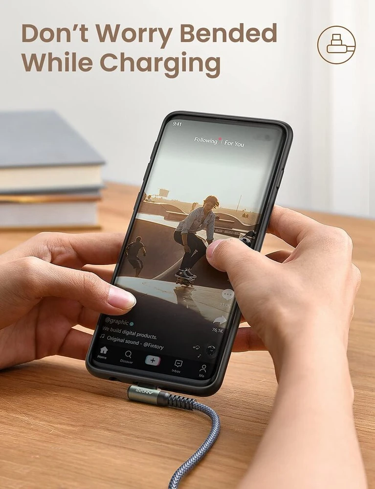 Ainope Usb-c 90° kampu, 2 vnt., 0.5m, greitas įkrovimas