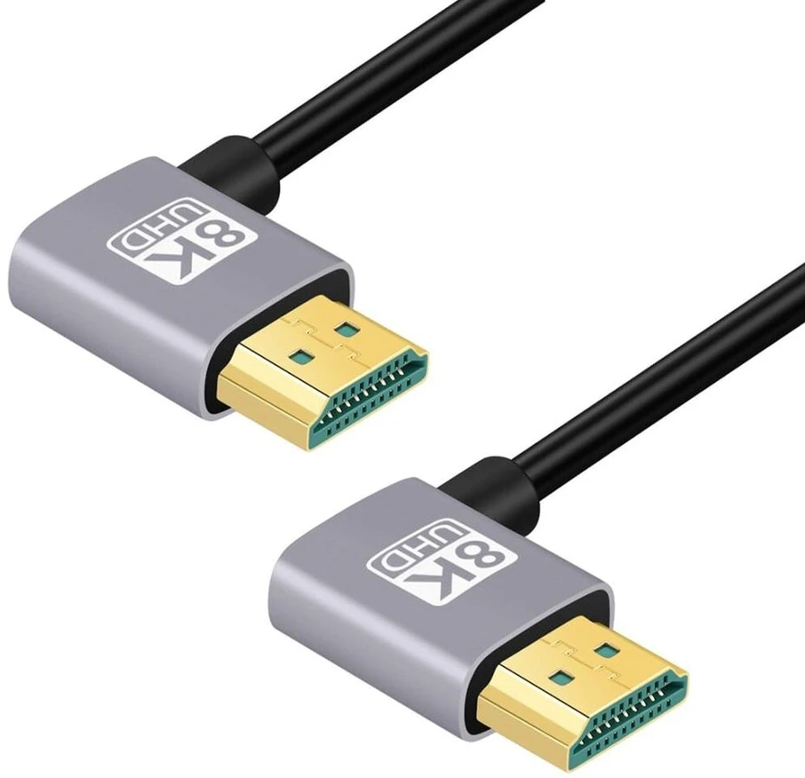 Aisens Hdmi 2.1 Kabelis 90° Kampu 8k 60hz 4k 120hz 48gbps 0.5m