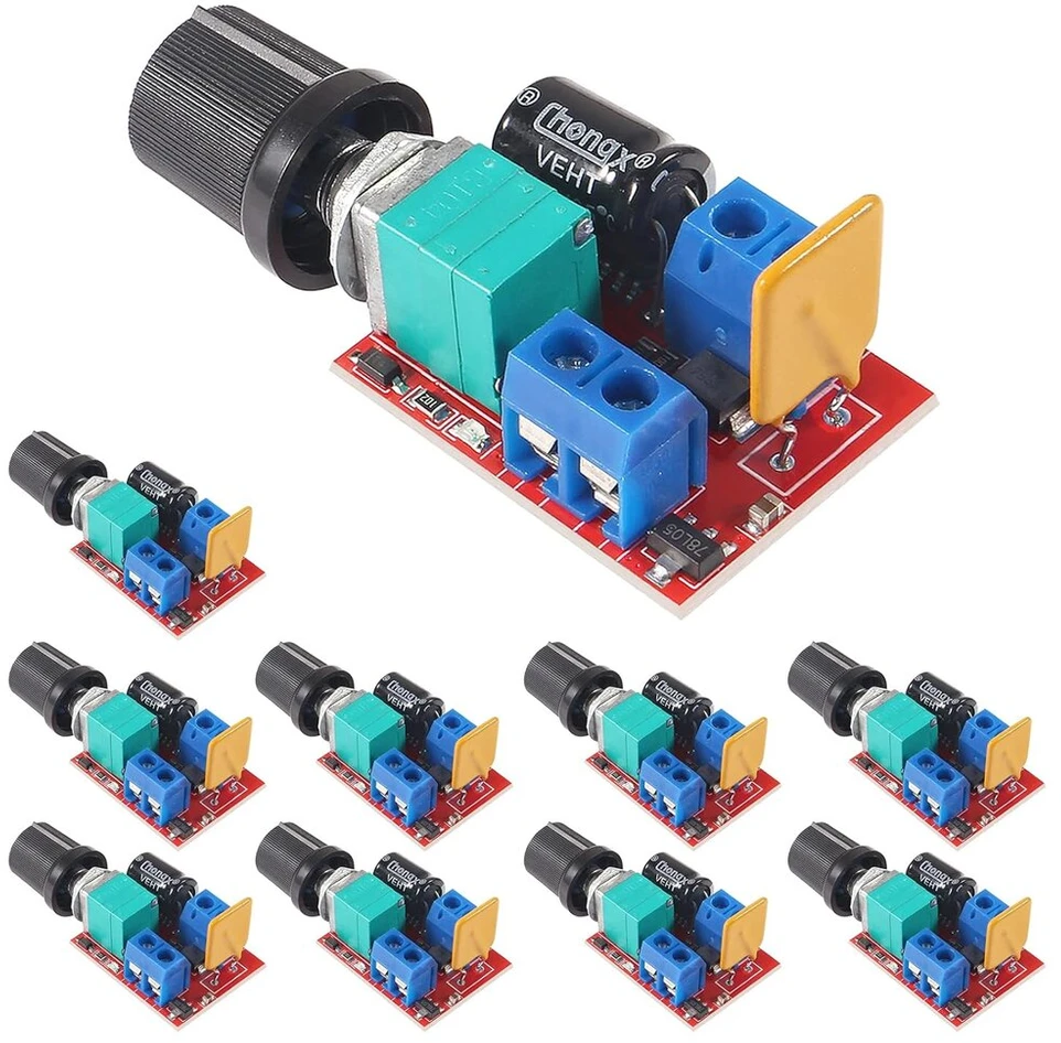 Aitrip 10 vnt. Mini Dc 3v 6v 12v 24v 35v 5a Pwm variklio greičio reguliatoriaus jungiklio modulis itin mažas Led reguliatorius
