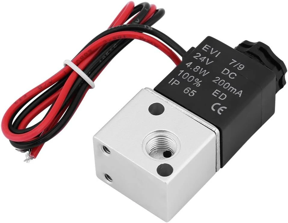 Akozon solenoidinis oro vožtuvas, 3v1-06 Dc 12v/24v 3 krypčių 2 padėčių 1/8" Bsp normaliai uždarytas pneumatinis solenoidinis oro vožtuvas (dydis: Dc24v)