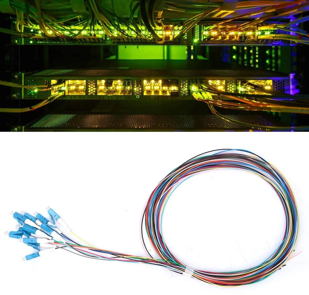 Akozon šviesolaidinis pigtail'is 12 gijų šviesolaidinis pigtail'is Lc/upc Single Mode Low Insertion Loss 1.5m