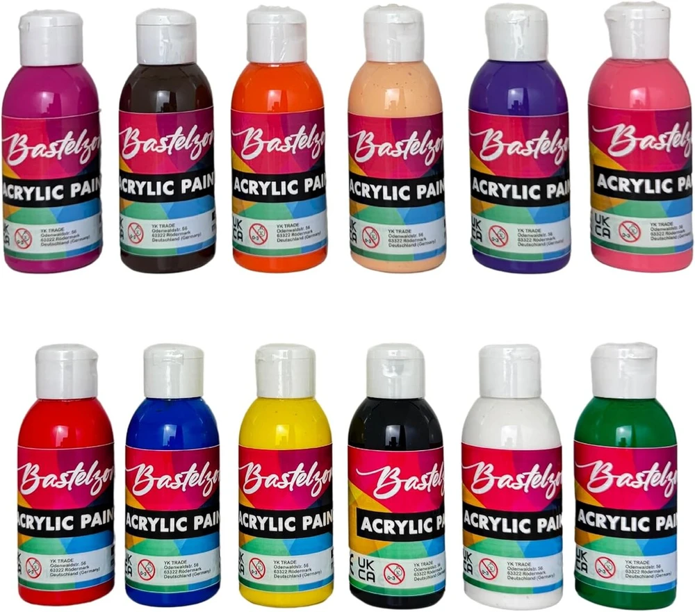 Akrilinių dažų rinkinys 12 spalvų, 100ml