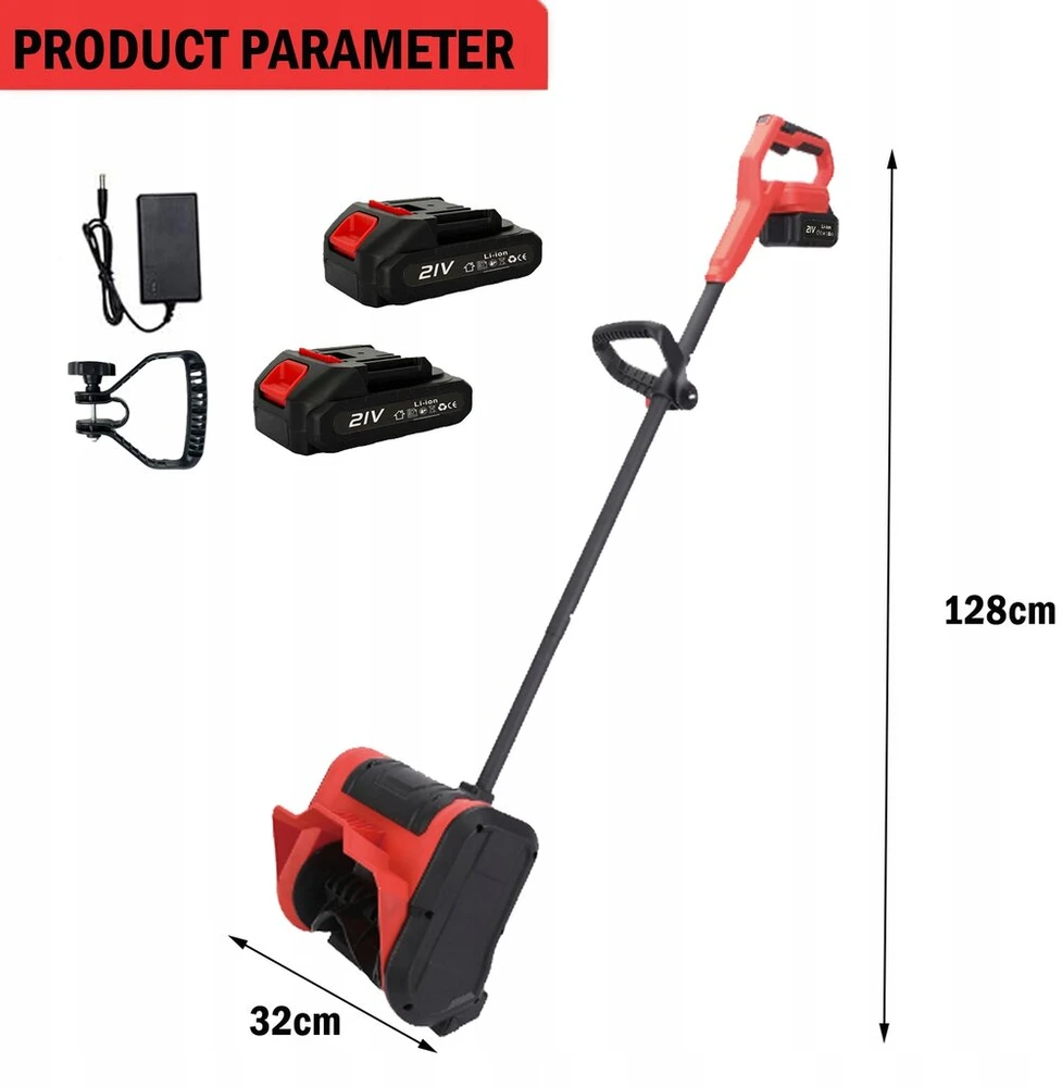 Akumuliatorinis sniego valytuvas 21v elektrinis lengvas sniego valytuvas + 2 x akumuliatoriai 600w