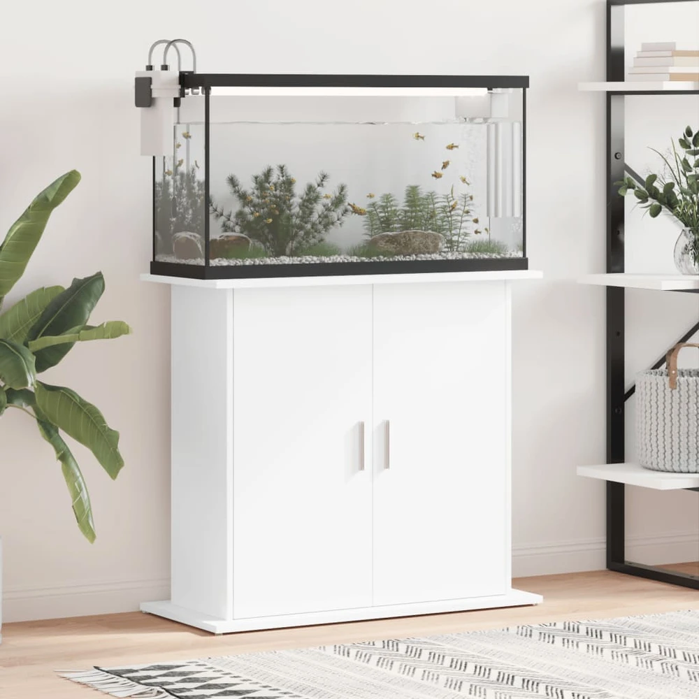 Akvariumo stovas, baltos spalvos, 81x36x73cm, apdirbta mediena