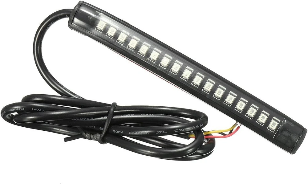 Alamor 12v 17 Led lanksti motociklo Led juosta galinis stabdžių posūkio signalas, gintarinė + raudona