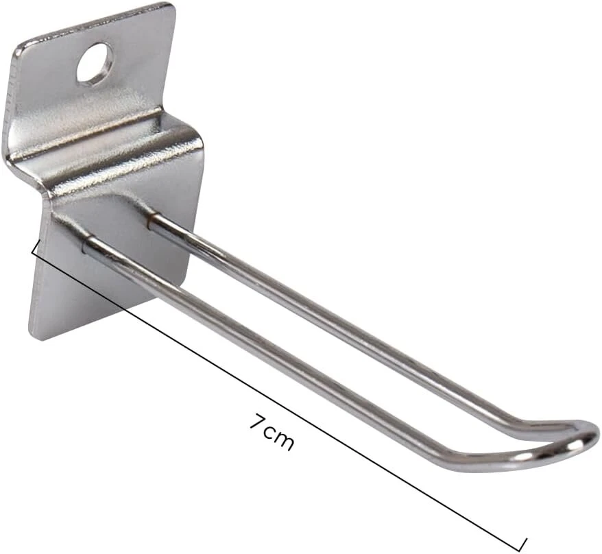 Albi Slat sieninių plokščių kabliukai, slat sieniniai kabliukai, ekspoziciniai kabliukai, 7 cm slat sieninių plokščių kabliukai, 100 kabliukų pakuotė, sieninis produktų laikiklis, lentynų kabliukai parduotuvėms ir namams (Ekspozicinė prekė)