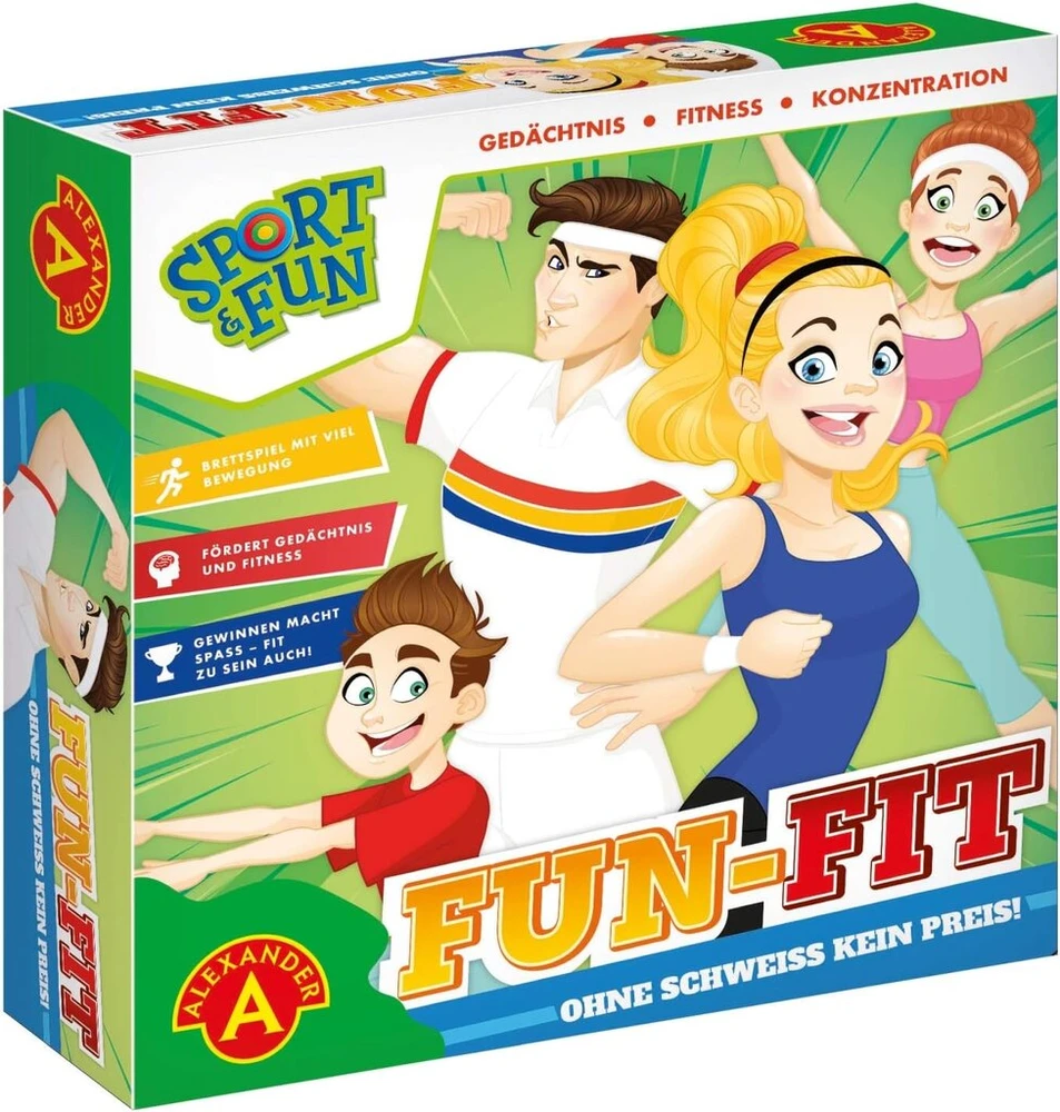 Alexander 2428 - Sport & Fun - stalo žaidimas Fun-fit su sporto pratimais, aktyvumo žaidimas kūnui ir fizinei formai, šeimos žaidimas 2-4 žaidėjams, stalo žaidimas suaugusiems ir vaikams nuo 7 metų [produktas vokiečių kalba]