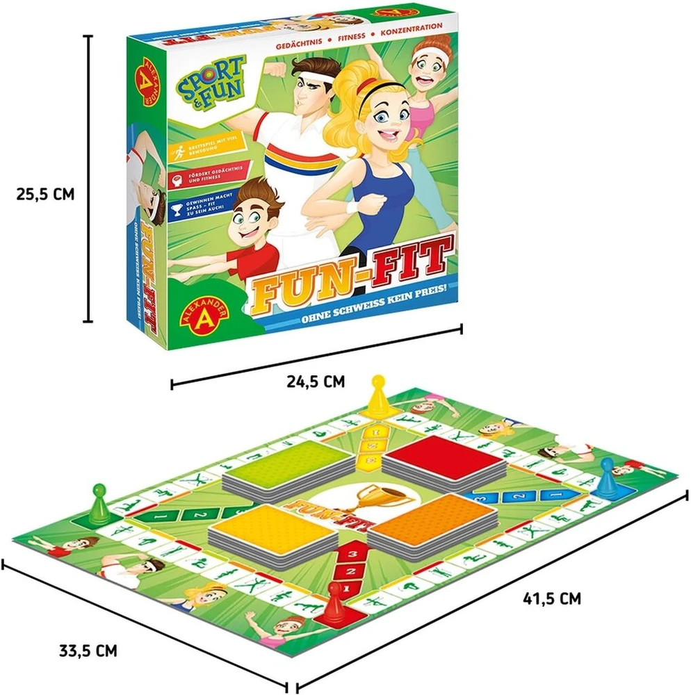 Alexander 2428 - Sport & Fun - stalo žaidimas Fun-fit su sporto pratimais, aktyvumo žaidimas kūnui ir fizinei formai, šeimos žaidimas 2-4 žaidėjams, stalo žaidimas suaugusiems ir vaikams nuo 7 metų [produktas vokiečių kalba]