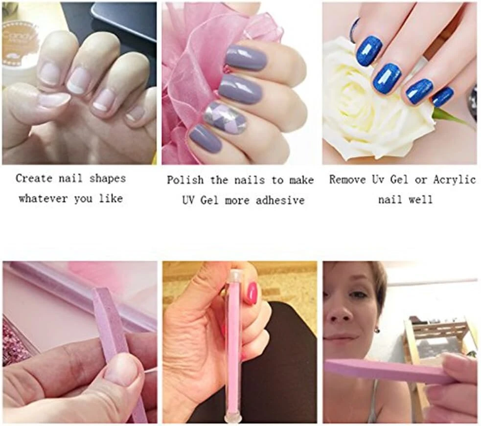 Alexnailart dildė pemza lazdelė odelių atstūmėjas nagų priežiūros manikiūro poliravimo įrankis 10 vnt.