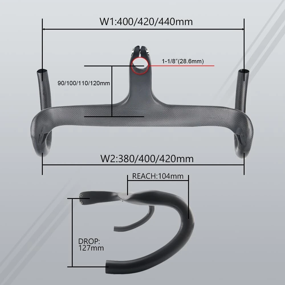Alfa Pasca anglies pluošto plento dviračio vairas su iškyša Aerobar Carbon 28.6 dviračio vairas Carbon 400 x 110 mm