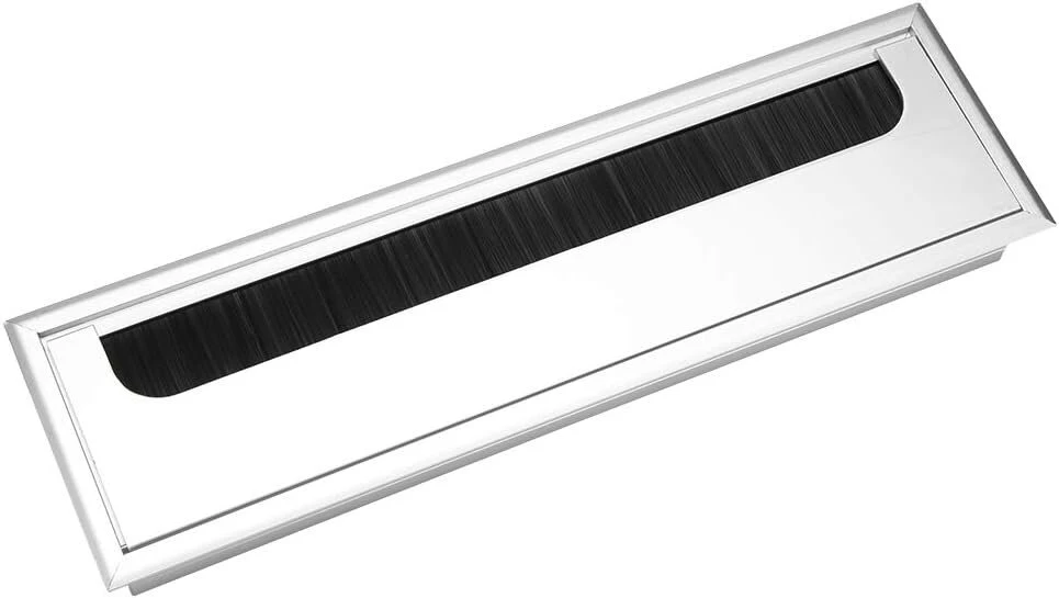 Aliuminio kabelio skylės dangtelis stalui kompiuterio laido kabelio kreipiklis įdėklas skylės kabelio kreipiklis 4 mm (didelis) saulės baterijų ir lizdo dangtelis, sidabrinis, standartinis