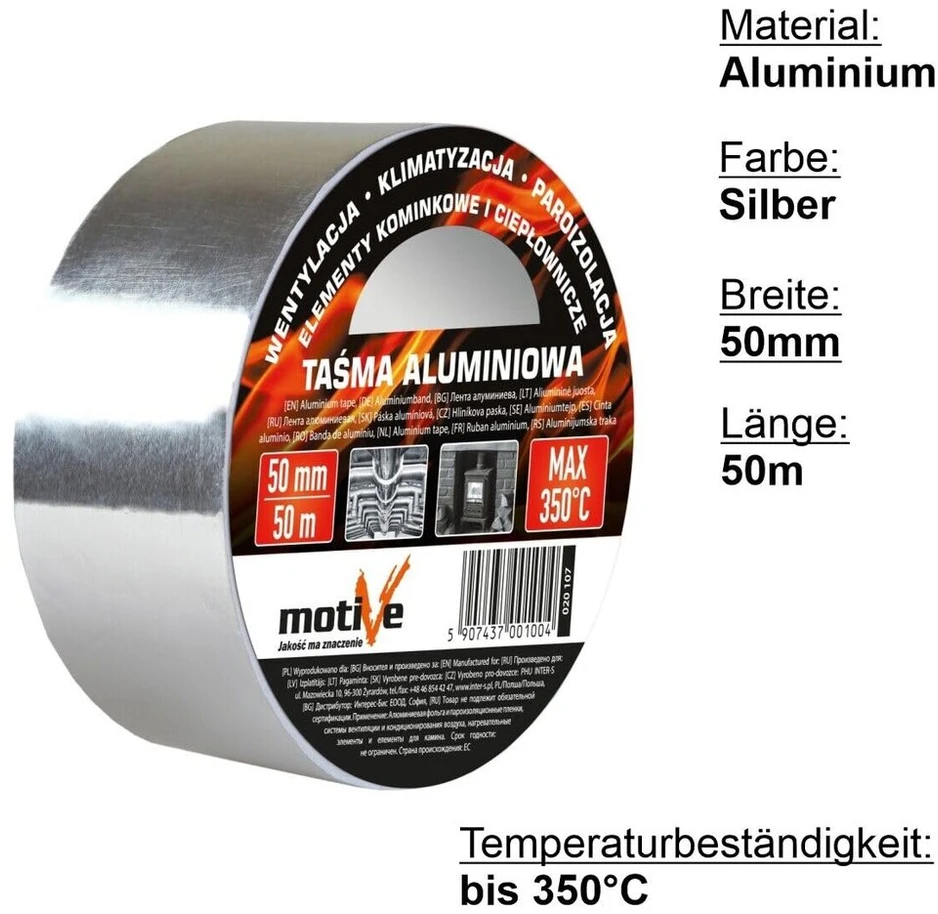 Aliuminio lipni juosta 350°c, 50 mm x 50 m