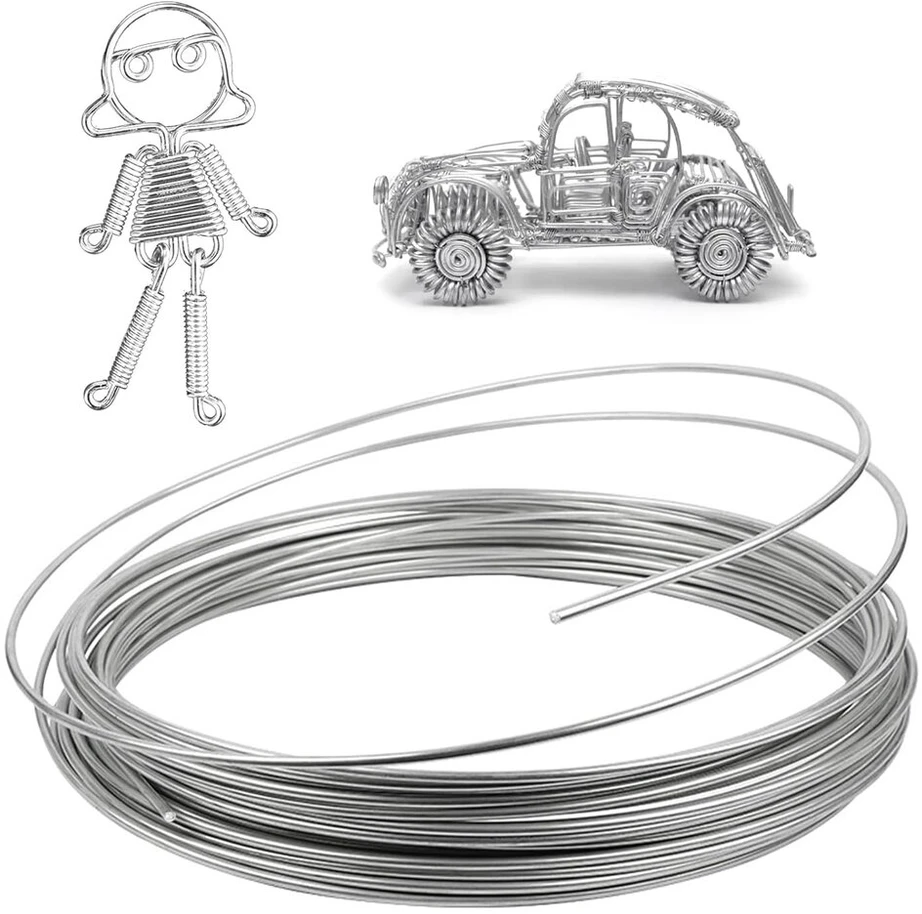 Aliuminio viela 3 mm x 10 m, lanksti, sidabrinė, papuošalams ir amatams