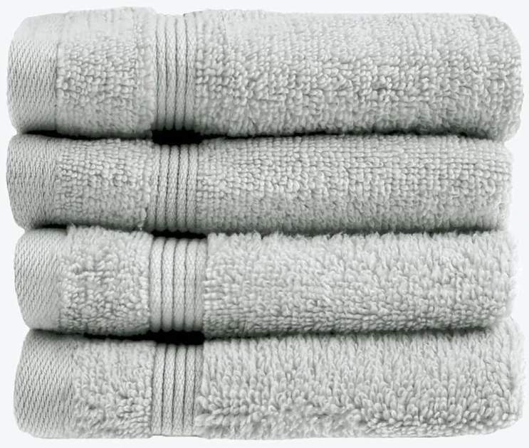 Rankšluostis Allure Zero Twist prausimosi servetėlės 30 x 30 cm 100% Egipto medvilnės flanelė (dove Pilkas), 4 vnt.