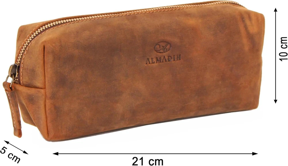 Almadih max premium pieštukinė iš karvės odos, rašymo reikmenų dėklas mokytojui, kosmetinė, aukštos kokybės, elegantiška, praktiška, unisex, max vintage, m, profesionali