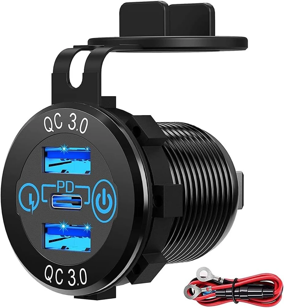 Alnicov Usb automobilinis įkroviklis 12v/24v 36w greitas įkrovimas Qc3.0 dvigubas Usb įkroviklis maitinimo lizdas greito įkrovimo adapteris su jungikliu Led voltmetras