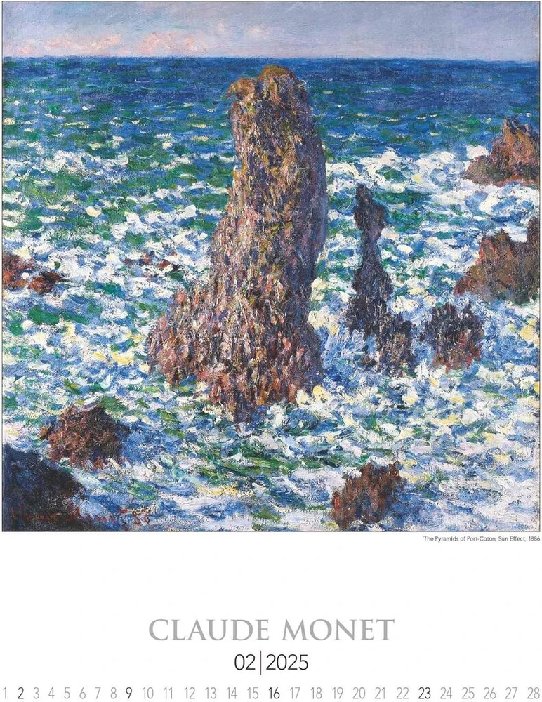 Alpha Edition - Claude Monet 2025 paveikslų kalendorius, 42 x 56 cm, meno kalendorius su aukštos kokybės meno paveikslėliais kiekvienam mėnesiui, autorius Claude Monet, tarptautinis kalendorius