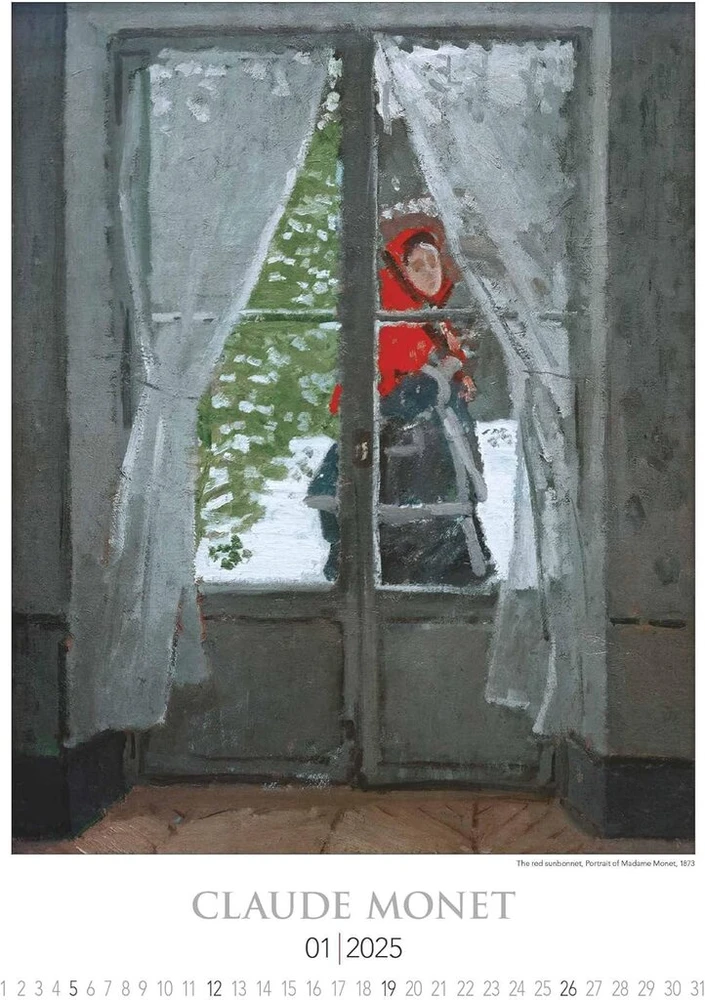 Alpha Edition - Claude Monet 2025 paveikslų kalendorius, 42 x 56 cm, meno kalendorius su aukštos kokybės meno paveikslėliais kiekvienam mėnesiui, autorius Claude Monet, tarptautinis kalendorius