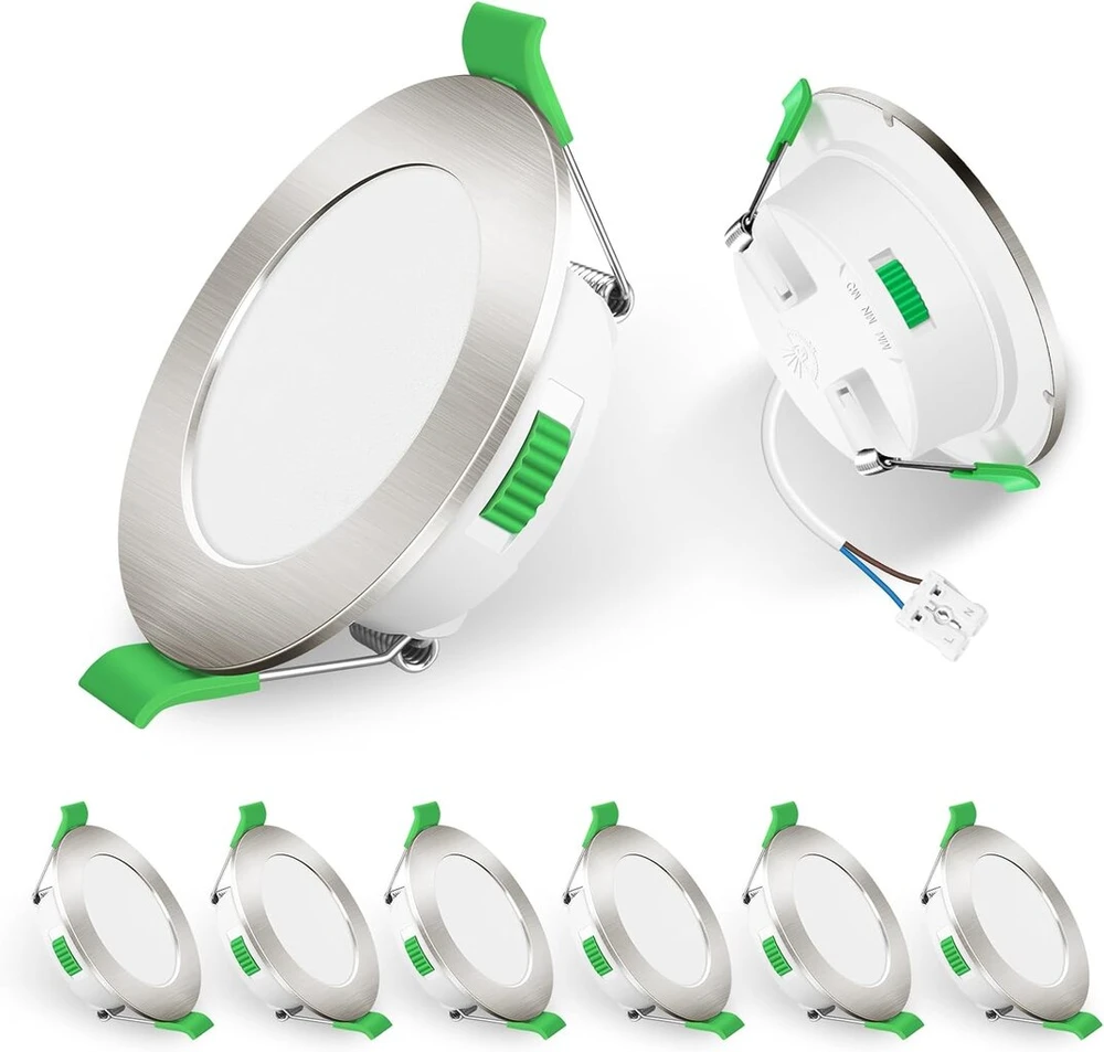 Lubinis šviestuvas Alusso led įleidžiami lubiniai šviestuvai 230 v ip44, 4 w, reguliuojamo ryškumo, 55–68 mm montavimo skersmuo, mini slim, 30 mm itin plonas, šiltai balta 3 000 k, neutrali balta 4 000 k, šaltai balta 6 500 k, 6 vnt. rinkinys
