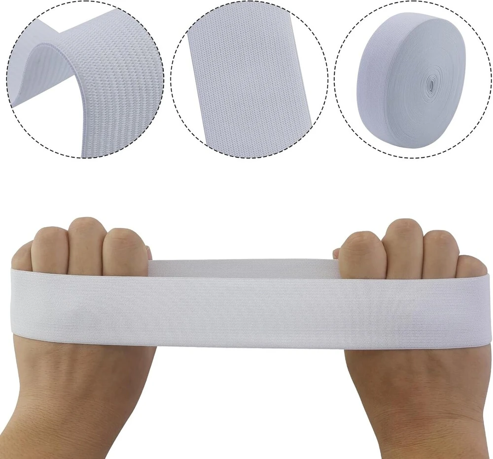 Amandelizabe elastinė juosta, balta, 40 mm pločio, 20 metrų storio, elastinė juosta namų tekstilei, siuvimo reikmenys, elastinė juosta siuvimui, elastinė juosta namų ūkiui, „pasidaryk pats“ amatai
