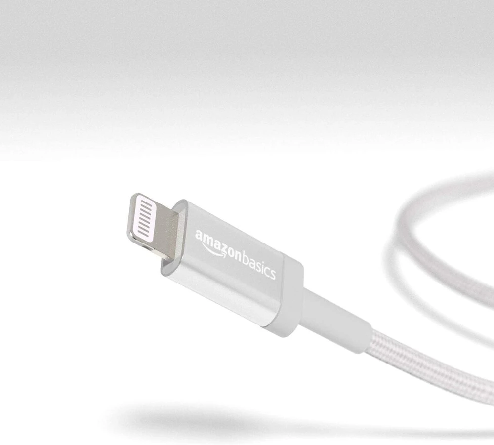 Amazon Basics nailono pintas lightning į usb-c kabelis, mfi sertifikuotas įkrovimo kabelis, skirtas iphone 12/12 pro/12 pro max/11/11 pro/11 pro max/x/xs/xr/xs max/8/8 plus, sidabrinis, 1.8 m