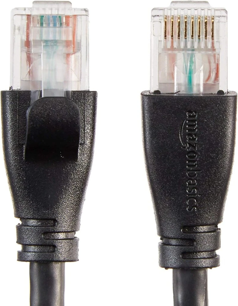 Amazon Basics Rj45 Cat6 Ethernet tinklo kabelis, 5 vnt., 1000 Mbps, juodas