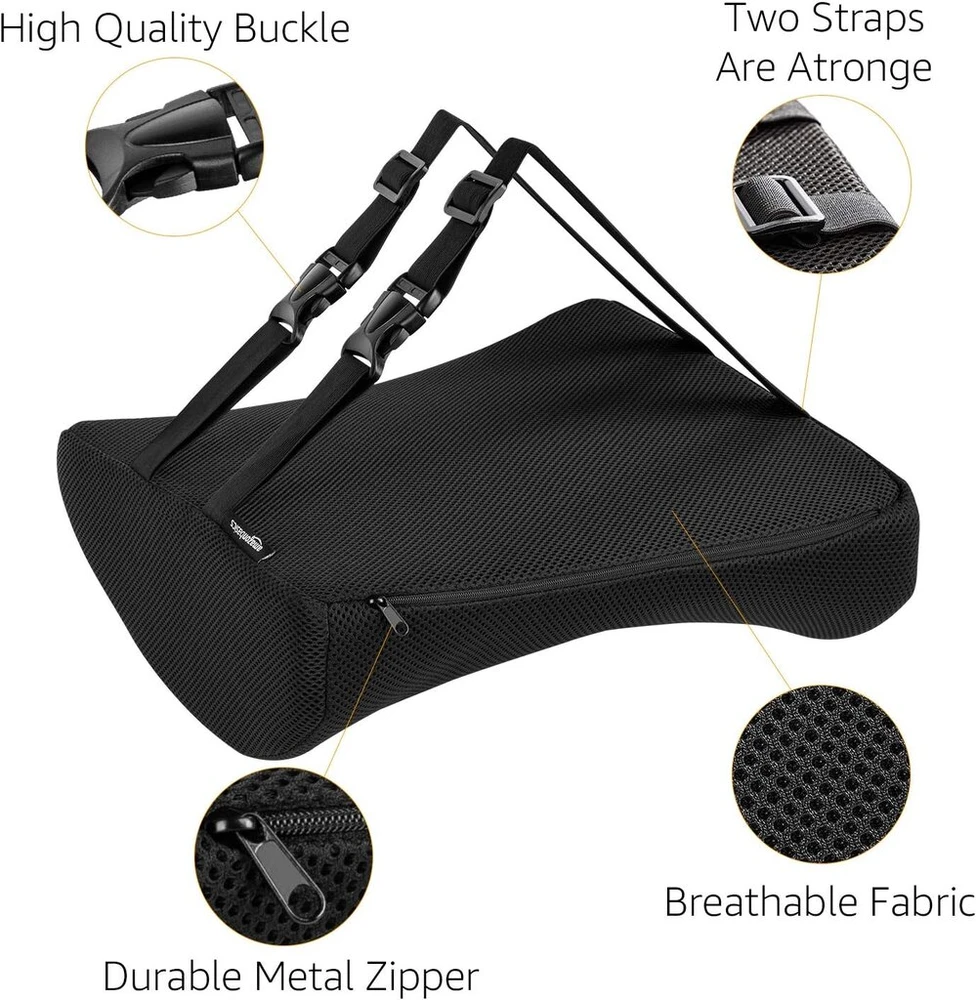 Amazon Basics stačiakampė atminties putų nugaros atrama, juoda, 32,9 cm x 32 cm x 10 cm