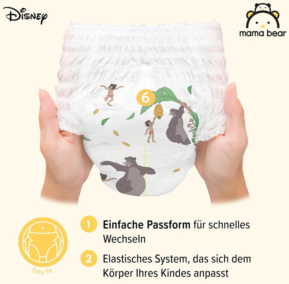 Amazon Brand - Mama Bear Disney sauskelnės-kelnaitės - dydis 6 (15+ kg), baltos, 60 vnt. (1 pakuotė)
