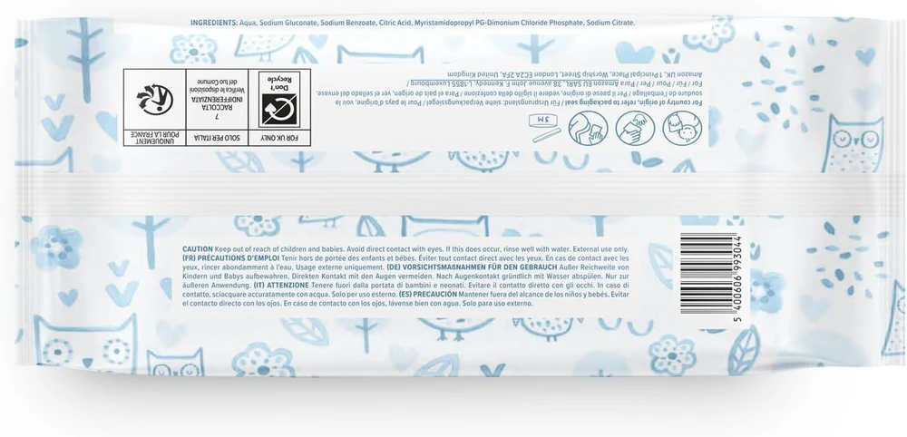 Amazon Brand - Mama Bear itin jautrios kūdikių servetėlės, bekvapės, 1008 vnt. (18 pakuočių po 60)