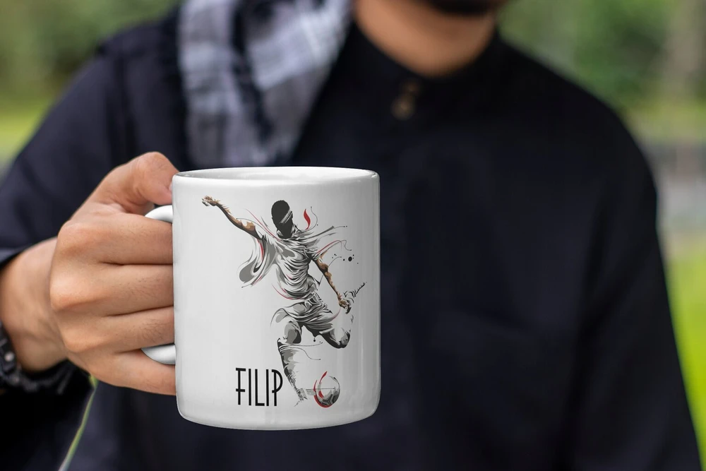 Ambition Puodelis su futbolo tema ir vardu - puiki dovana
