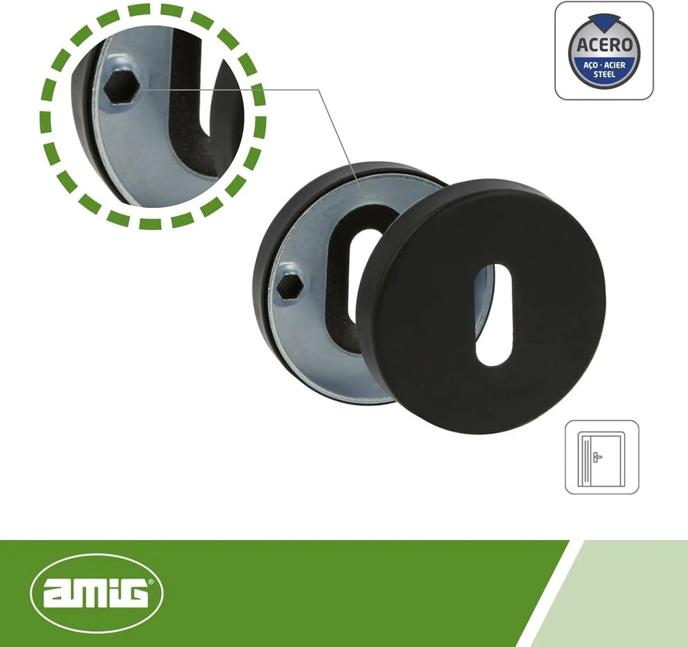 Amig 4rx durų atidarytuvas, juodas nerūdijantis plienas, 53 mm