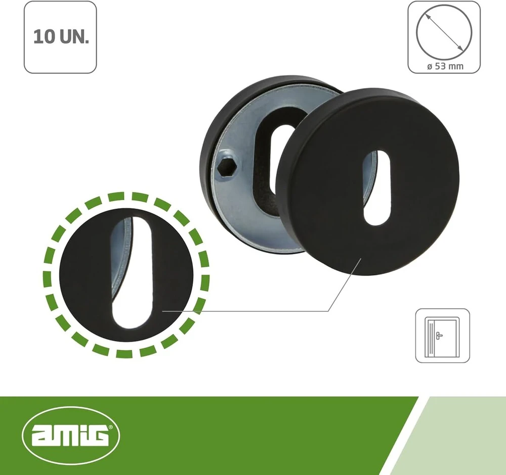 Amig 4rx durų atidarytuvas, juodas nerūdijantis plienas, 53 mm