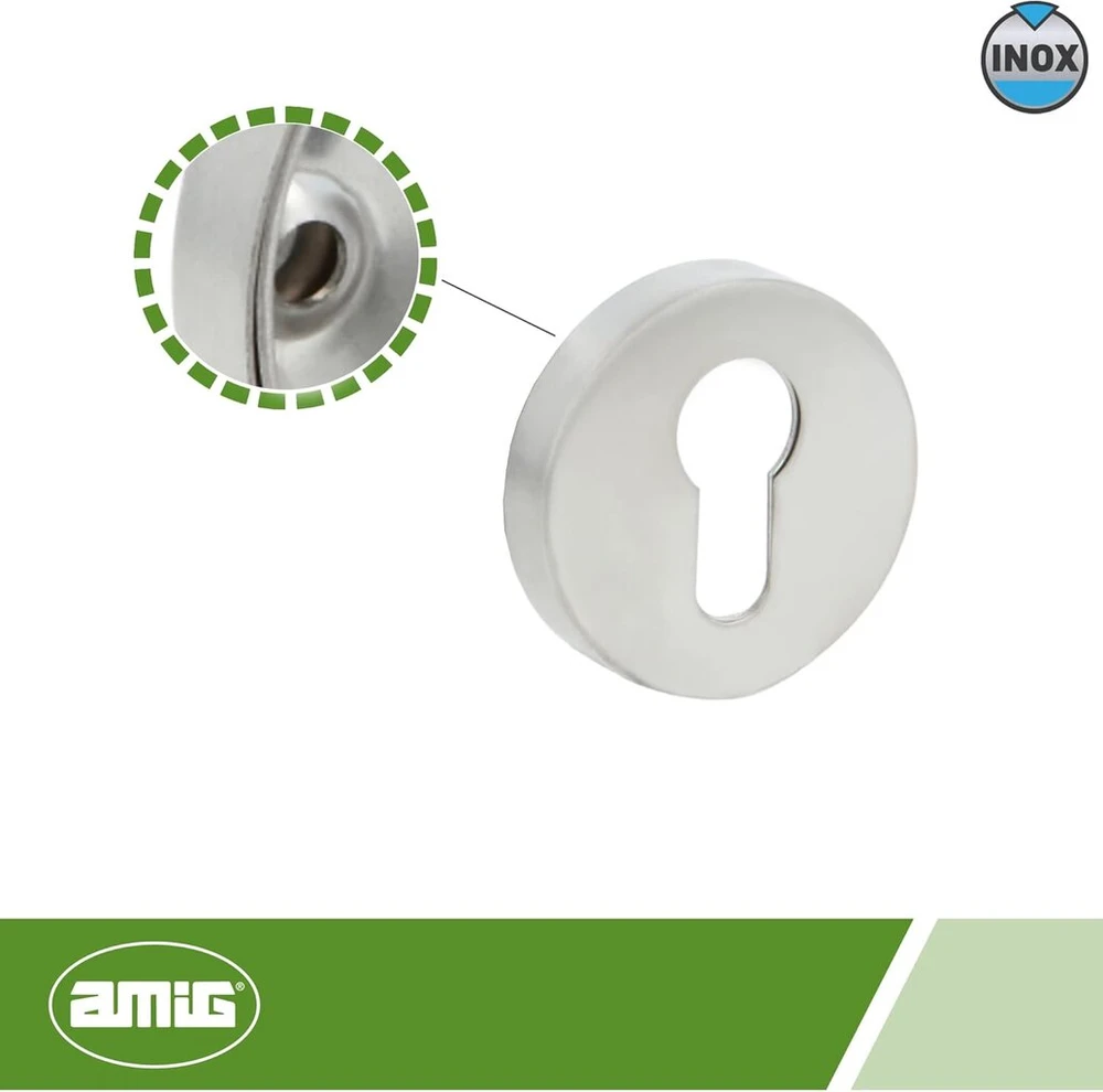 Amig cilindro rozetė, 65x31mm, nerūdijantis plienas, matinė sidabrinė