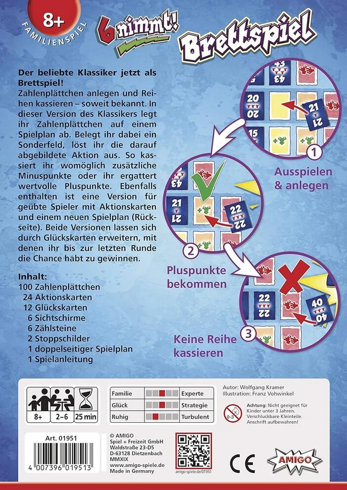 Amigo Spiel + Freizeit 1951 6 Nimmt stalo žaidimas, 2-6 žaidėjai
