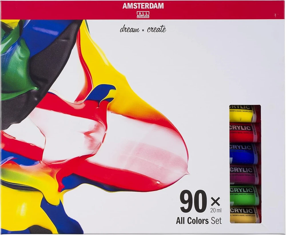 Amsterdam Standard Series akrilinių dažų rinkinys, pilnas pavyzdžių rinkinys (90 x 20 ml tūbelės), visos Amsterdam spalvos