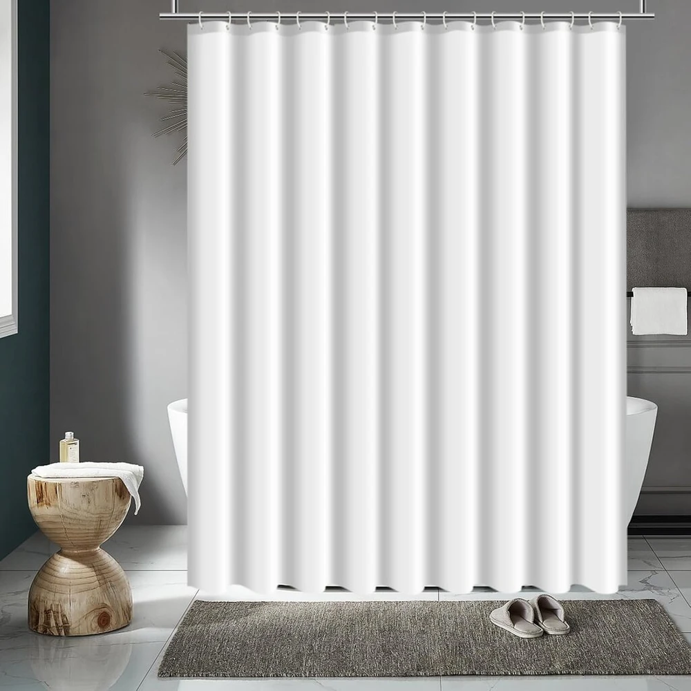 Anazoz dušo užuolaida, balta, 80 x 200 cm, vonios užuolaida, skalbiama, atspari pelėsiui, poliesterio dušo užuolaidos su kilpelėmis ir žiedais