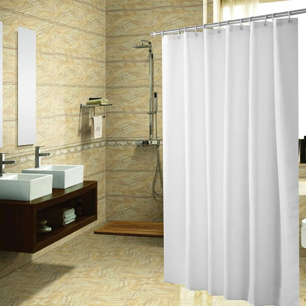 Anazoz dušo užuolaida, balta, 80 x 200 cm, vonios užuolaida, skalbiama, atspari pelėsiui, poliesterio dušo užuolaidos su kilpelėmis ir žiedais