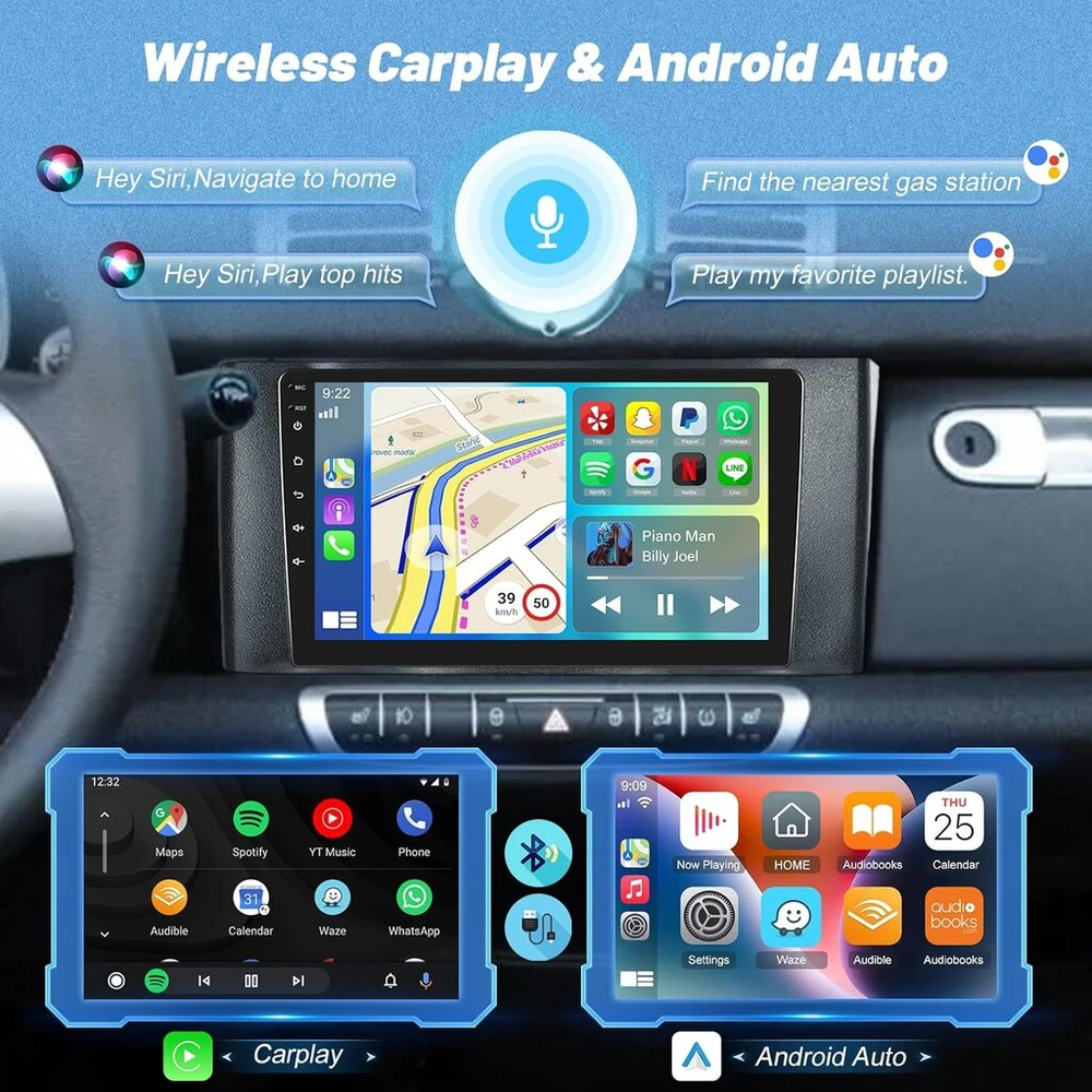 Automagnetola Android radijas Mercedes Smart Fortwo (2011-2015) - 9" Ips, Carplay/android Auto
