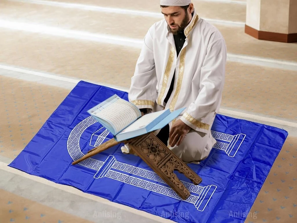 Anlising 3 x nešiojamas musulmoniškas maldos kilimėlis, nešiojamas kelioninis maldos kilimėlis su kompasu, nešiojamas islamo kilimėlis, vandeniui atsparus maldos kilimėlis, musulmoniškas maldos kilimėlis, nešiojamas lengvas islamas (raudonas, mėlynas, juo