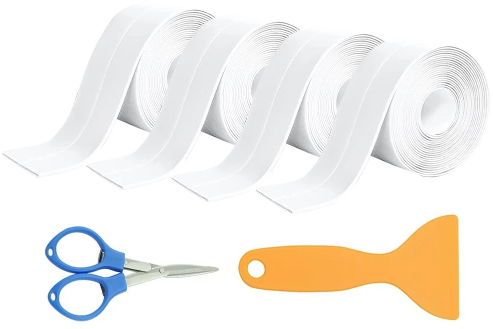 Anlising lipni sandarinimo juosta, 4 minkštos grindjuostės, lipnios, siunčiama mentelė + sulankstomos žirklės, siūlių sandarinimo juosta, pvc sandarinimo juostelės, virtuvei, kriauklei, stalviršiui (38 mm x 3,2 m)