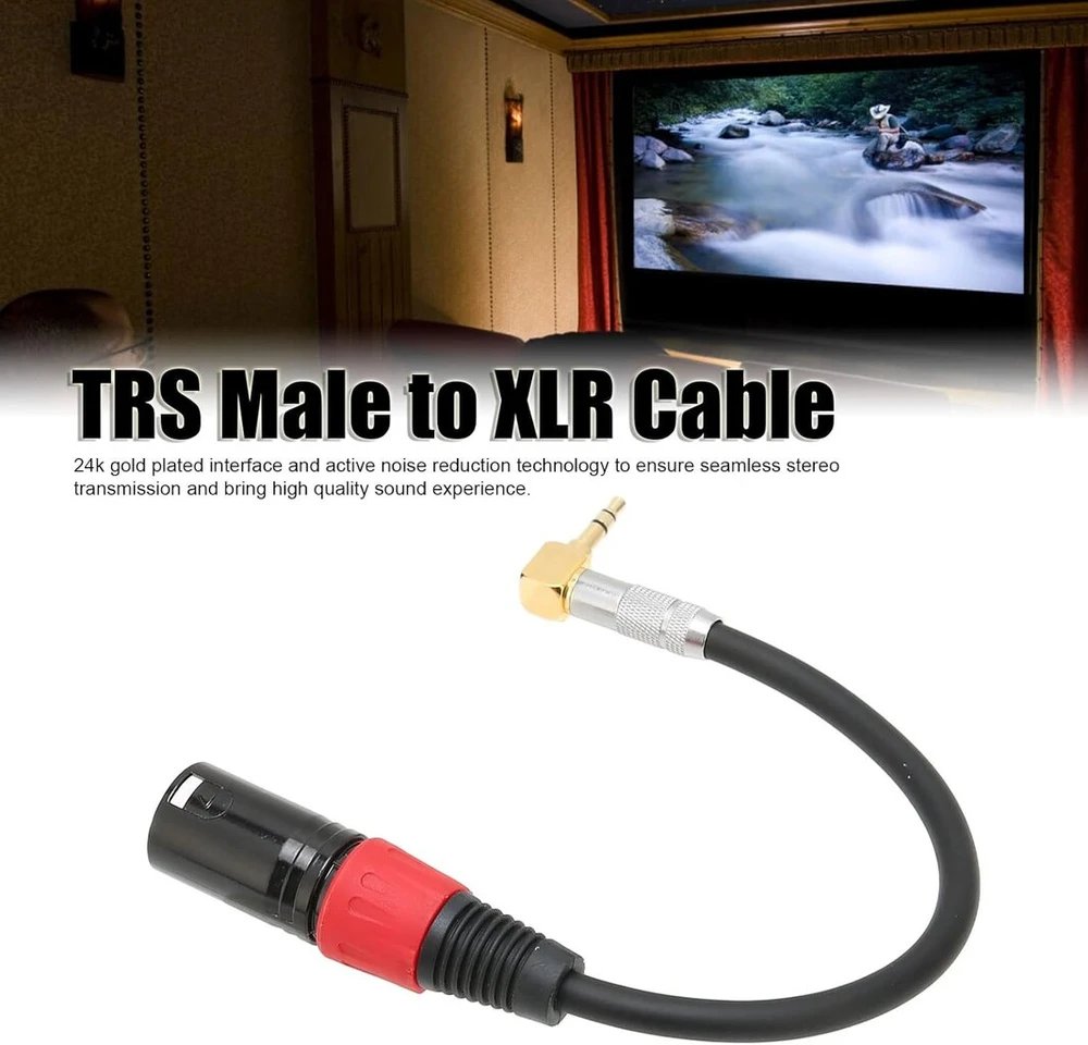 Annadue 1/8 colio Trs į Xlr vyrišką kabelį, 90 laipsnių 3,5 mm Trs vyrišką į vyrišką Xlr 3 colių garso kabelį, L formos Aux garso kabelį, stereo mikrofono kabelį Kompiuteriui/mp3/dvd/cd Grotuvui/tv (0,5 m)