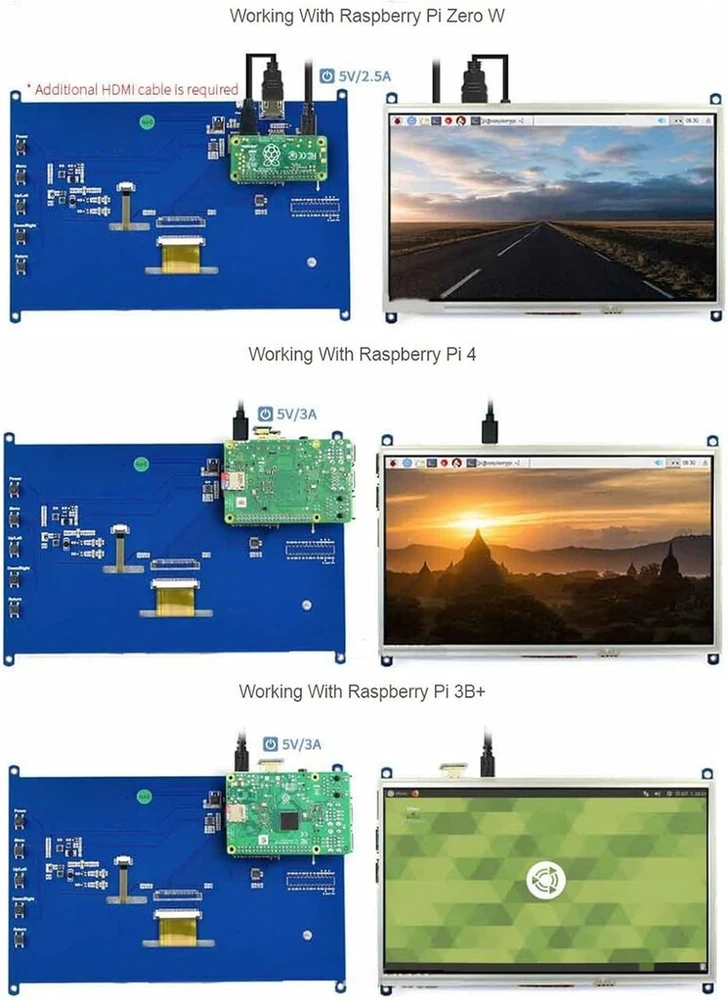 Monitorius Annadue 10.1 colio ekranui, 1024 x 600 Hdmi Lcd ekranas, skirtas Zero W/3+/4, Tn Lcd 90 laipsnių žiūrėjimo kampas