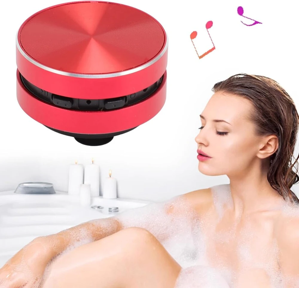 Kompiuterio kolonėlės Annadue bluetooth garsiakalbis, stereo bosas, nešiojamas belaidis bluetooth garsiakalbis, lengvas mažas garsiakalbis su siurbtuku voniai, automobiliui, lauke (raudonas)
