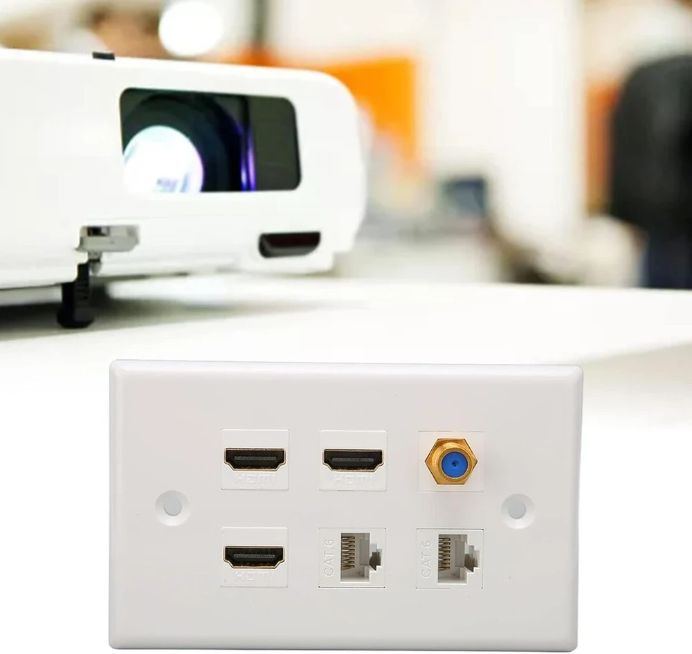 Annadue hdmi sieninė plokštė, 6 prievadų ethernet sieninė plokštė su 3 x hdmi, 1 x tv f tipo ir 2 x cat 6 rj45 tinklo av sienine plokšte, skirta namų hdtv, ethernet sieninis lizdas